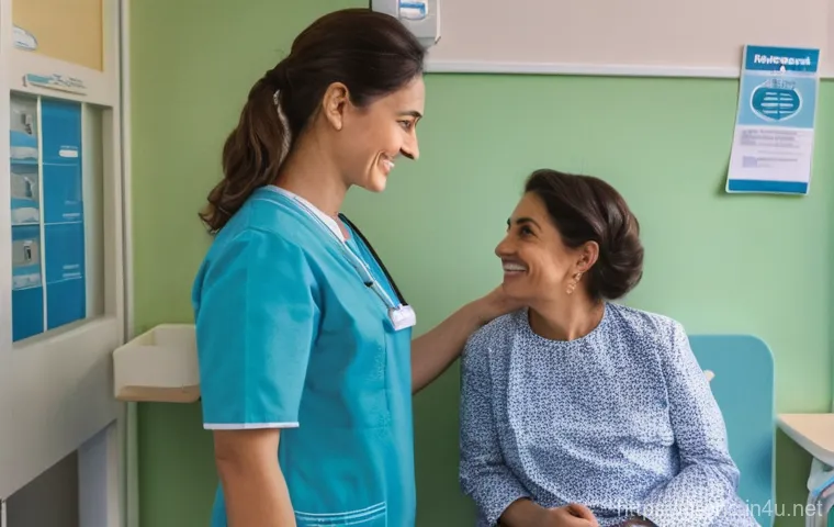 보건소에서 가능한 폐결핵 진료 - **Prompt:** A young Italian woman in her late 20s, dressed in comfortable, modest clothing, sits on ...