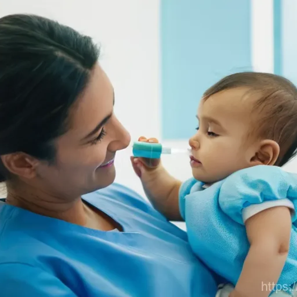 보건소에서의 어린이 예방접종 후기 - **Preparation and Comfort at the Clinic:** "A tender moment inside a bright, modern Italian pediatri...