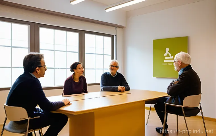 보건소에서의 흡연 상담 서비스 - **Image Prompt 1: "The Supportive Group Journey at an ASL Anti-Smoking Center"**
    A bright, invit...