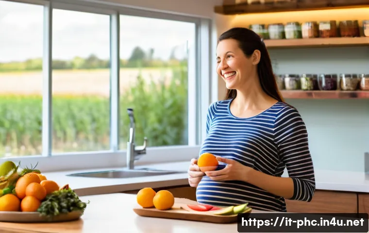 보건소에서의 임신부 영양 상담 - The Nutritional Superpower**
A radiant pregnant woman in her second trimester, with a gentle, joyful...