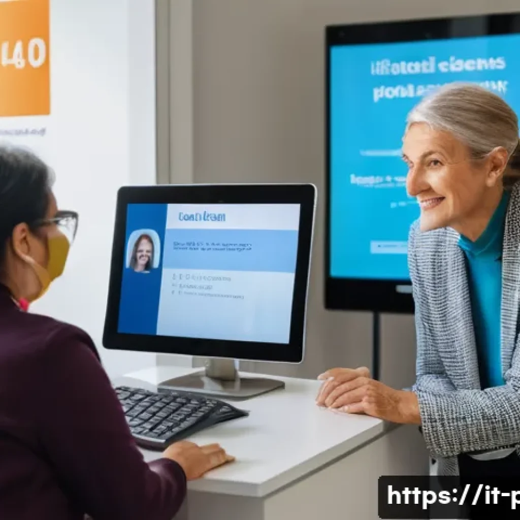 보건소 감기 치료 진료비 - A modern Italian public health clinic reception area, with a friendly receptionist assisting a middl...