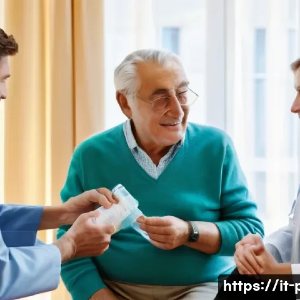 보건소에서의 노인 독감 예방접종 - A warm, cozy Italian clinic setting in autumn, showing an elderly Italian man and woman (both wearin...