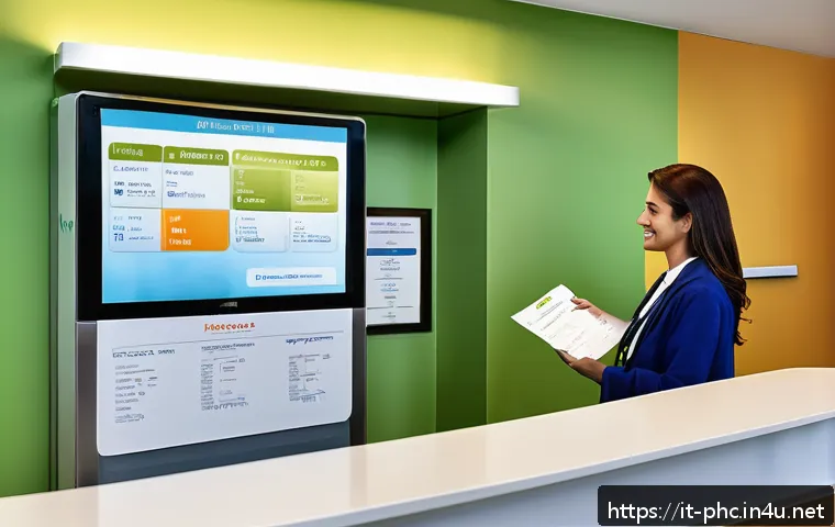 보건소에서의 알레르기 검사 후기 - A bright, modern Italian ASL clinic reception area with a friendly healthcare worker assisting a pat...