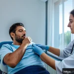 Home 22 보건소 결핵 검사 방법 - A professional healthcare worker in a modern Italian clinic administering a Mantoux tuberculosis ski...