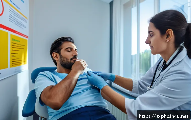 보건소 결핵 검사 방법 - A professional healthcare worker in a modern Italian clinic administering a Mantoux tuberculosis ski...
