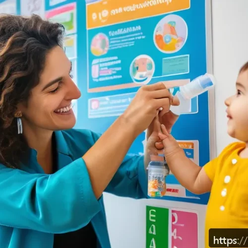 Home 33 보건소 예방접종 일정 - A cheerful Italian pediatrician in a modern clinic gently administering a vaccine to a smiling toddl...