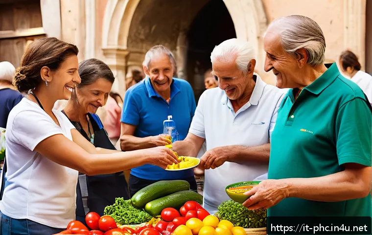 보건소에서의 건강증진 캠페인 - A lively community outdoor event in an Italian town square during spring, featuring diverse groups o...