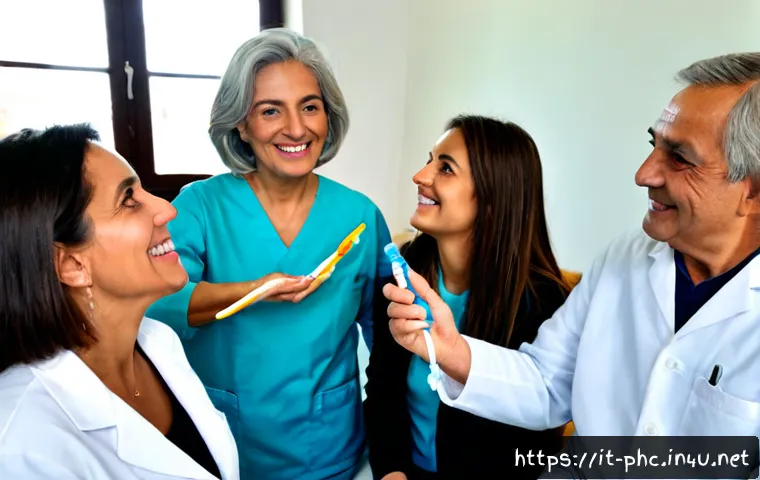 Home 17 보건소에서의 구강관리 강좌 - Photorealistic community oral health workshop in a bright Italian municipal health clinic, friendly ...